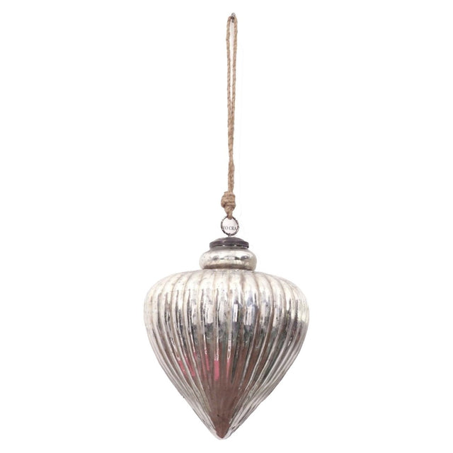Antique Silver Large Teardrop Glass Bauble - Luxury Decorations & Ornaments Luxury Home Decor Garden & Outdoor And Gifts