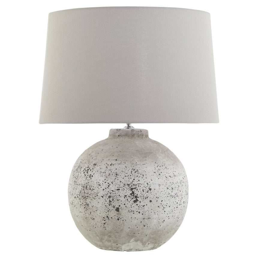 Tiber Large Stone Ceramic Lamp Flecked Detailing & Light Grey Fabric Shade - Stylish Table Lamps UK Luxury Home Decor Garden & Outdoor And Gifts
