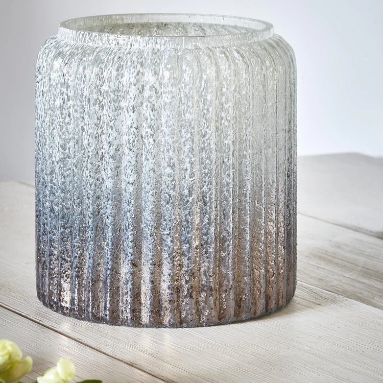 Verre Frosted Ribbed Glass Atlantic Blue Planter H14Cm W15Cm Luxury Home Decor Garden & Outdoor And Gifts