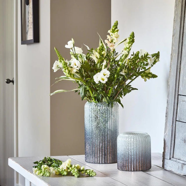 Verre Frosted Ribbed Glass Atlantic Blue Planter H14Cm W15Cm Luxury Home Decor Garden & Outdoor And Gifts