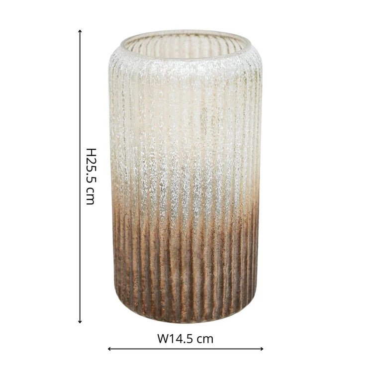 Verre Frosted Ribbed Glass Gold Vase H25Cm W14Cm Luxury Home Decor Garden & Outdoor And Gifts