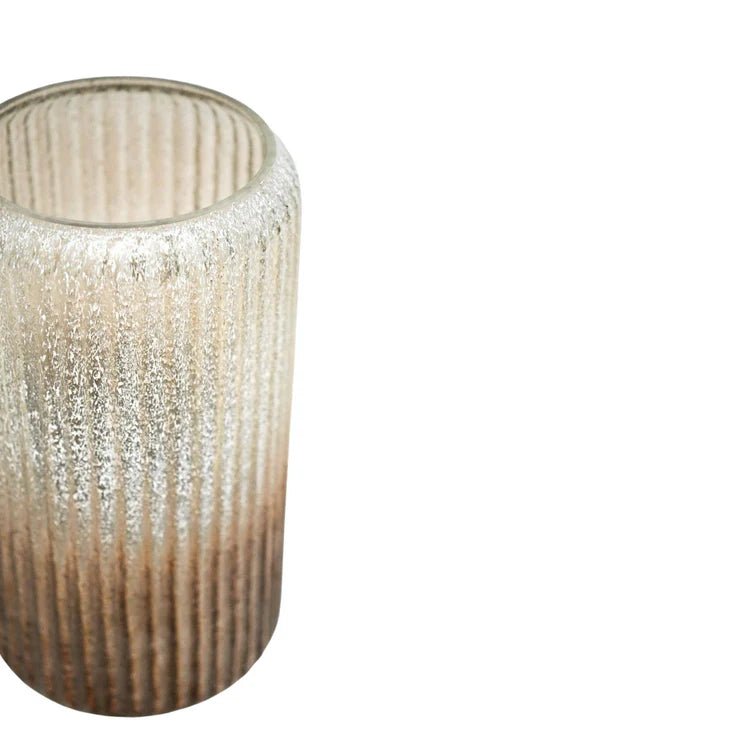 Verre Frosted Ribbed Glass Gold Vase H25Cm W14Cm Luxury Home Decor Garden & Outdoor And Gifts