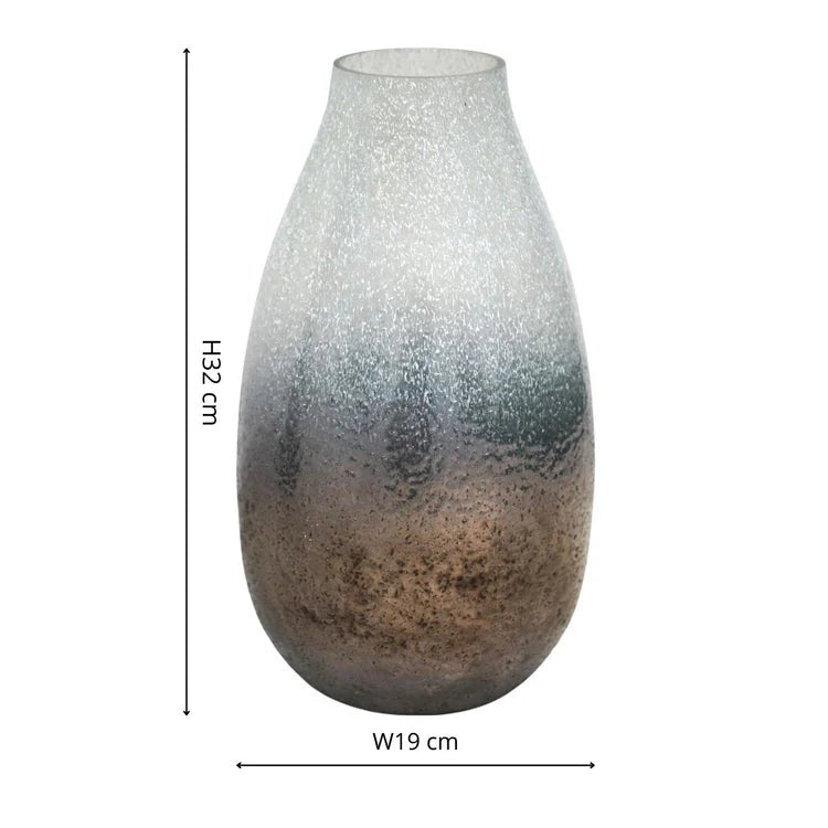 Verre Snowdrop Atlantic Blue Frosted Vase H32Cm W18Cm Luxury Home Decor Garden & Outdoor And Gifts