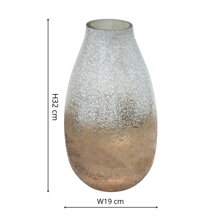 Verre Snowdrop Gold Frosted Vase H32Cm W18Cm Luxury Home Decor Garden & Outdoor And Gifts
