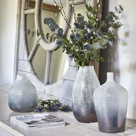 Verre Stem Atlantic Blue Frosted Vase H30Cm W18Cm Luxury Home Decor Garden & Outdoor And Gifts