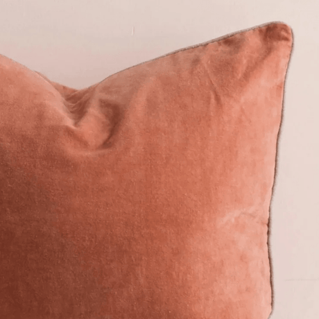 Washed Coral Orange Sofa/Chair Cushion - 100% Cotton, Luxury Feather Pad, 50x50cm Quality Home Decor Garden & Outdoor Living and Gifts