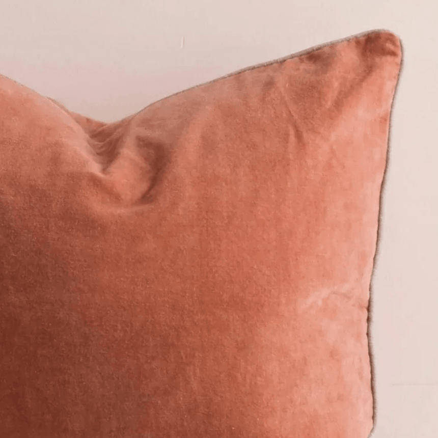 Washed Coral Orange Sofa/Chair Cushion - 100% Cotton, Luxury Feather Pad, 50x50cm Quality Home Decor Garden & Outdoor Living and Gifts