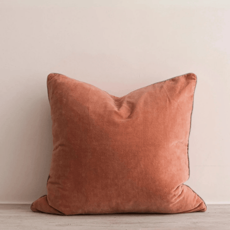 Washed Coral Orange Sofa/Chair Cushion - 100% Cotton, Luxury Feather Pad, 50x50cm Quality Home Decor Garden & Outdoor Living and Gifts