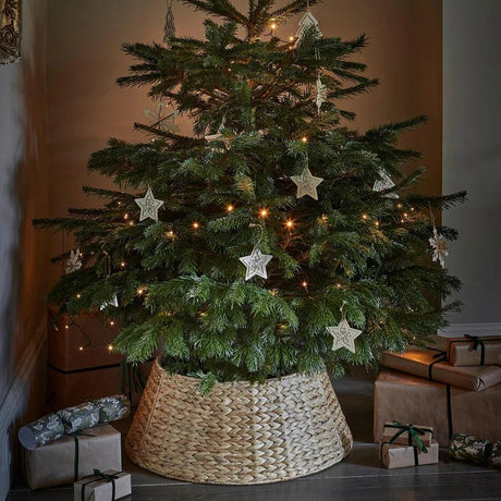 Water Hyacinth Christmas Tree Skirt - Foldable, Natural Brown Quality Home Decor Garden & Outdoor Living and Gifts