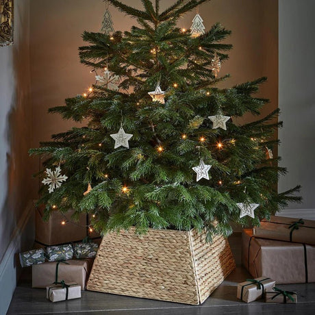 Water Hyacinth Christmas Tree Skirt Square - Foldable, Natural Brown Quality Home Decor Garden & Outdoor Living and Gifts