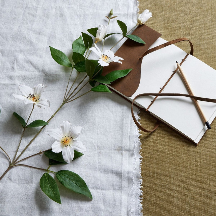 White Florida Clematis - Luxury Artificial Flower Single Stem Luxury Home Decor Garden & Outdoor And Gifts