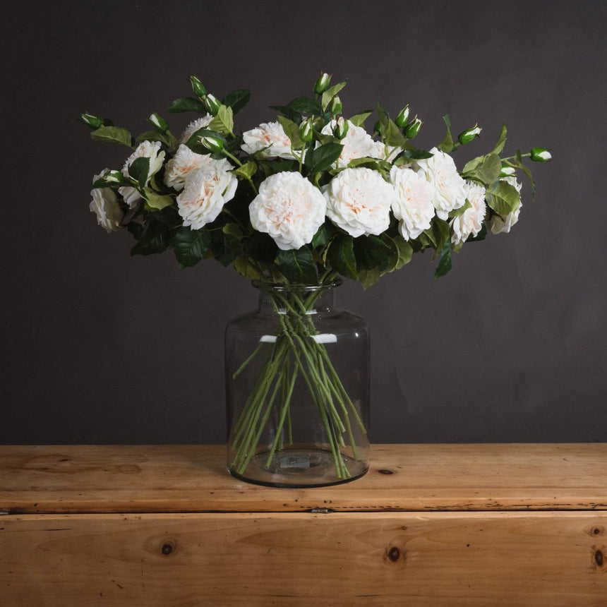 White Garden Rose Spray - Luxury Artificial Flower Single Stem Luxury Home Decor Garden & Outdoor And Gifts