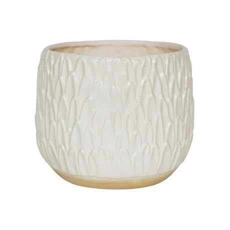 White Leaf Embossed Indoor Pot Planter Luxury Home Decor Garden & Outdoor And Gifts