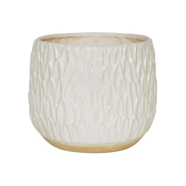 White Leaf Embossed Indoor Pot Planter Luxury Home Decor Garden & Outdoor And Gifts
