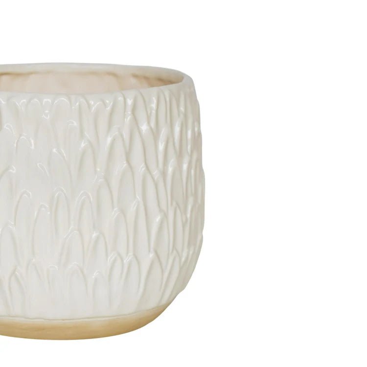 White Leaf Embossed Indoor Pot Planter Luxury Home Decor Garden & Outdoor And Gifts