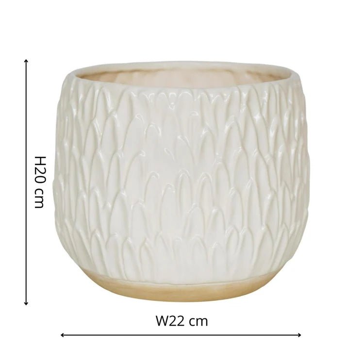 White Leaf Embossed Indoor Pot Planter Luxury Home Decor Garden & Outdoor And Gifts