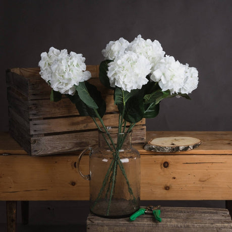 White Small Head Hydrangea - Luxury Artificial Flower Single Stem Luxury Home Decor Garden & Outdoor And Gifts