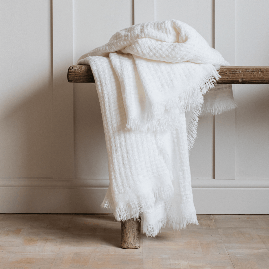 White Throw - 100% Acrylic, Modern Style, 200x150cm Quality Home Decor Garden & Outdoor Living and Gifts