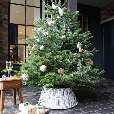 Wicker Christmas Tree Skirt White Wash - Rattan Quality Home Decor Garden & Outdoor Living and Gifts