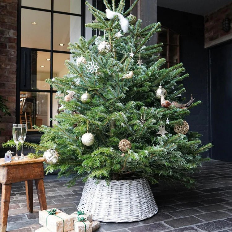 Wicker Christmas Tree Skirt White Wash - Rattan Quality Home Decor Garden & Outdoor Living and Gifts