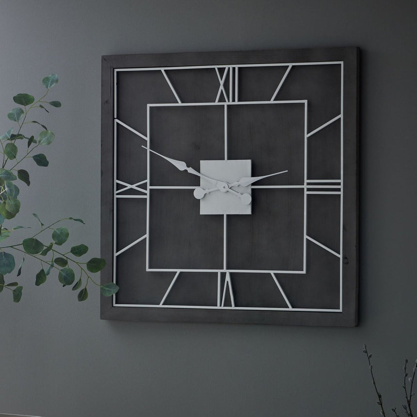 Williston Grey Square Wall Clock - Best Wall Clocks UK Luxury Home Decor Garden & Outdoor And Gifts