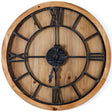 Williston Large Wooden Wall Clock 90cm Grey Metal Roman Numerals - Wooden Wall Clocks UK Luxury Home Decor Garden & Outdoor And Gifts
