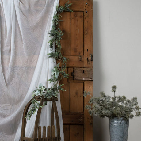 Winter Garland with Artificial Eucalyptus & Lambs Ear With LED lights Luxury Home Decor Garden & Outdoor And Gifts