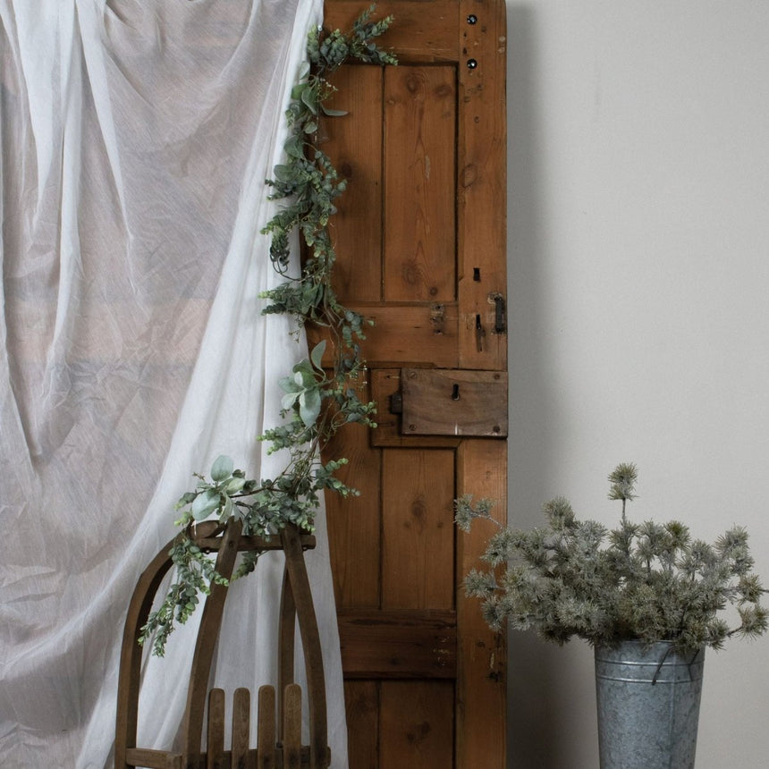 Winter Garland with Artificial Eucalyptus & Lambs Ear With LED lights Luxury Home Decor Garden & Outdoor And Gifts