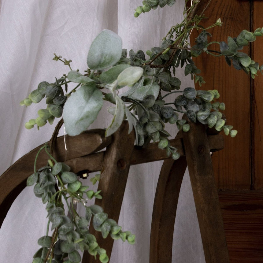 Winter Garland with Artificial Eucalyptus & Lambs Ear With LED lights Luxury Home Decor Garden & Outdoor And Gifts